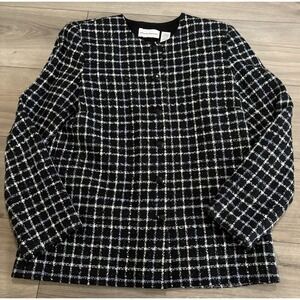 Alfred Dunner Black Sparkle Jacket Stripes Sz 8 Blazer Jacket Office Career